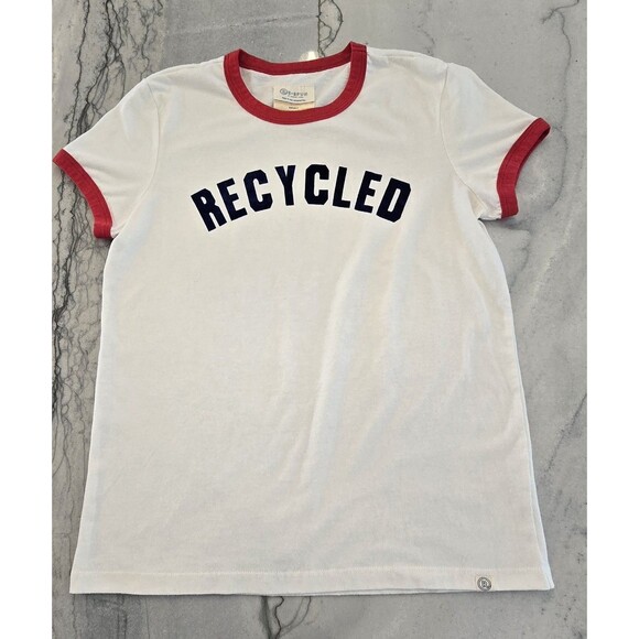 Marine Layer Re-Spun Flock Velvet Recycled Ringer Tee Women's Size SMALL Comfy - Picture 1 of 4